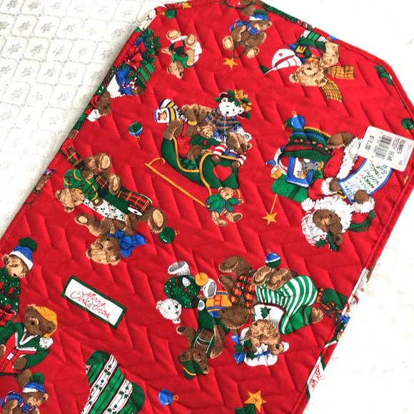 Table Runner Christmas Quilted Teddy Bear Toys  Mervyn's Vintage EUC - Picture 9 of 11